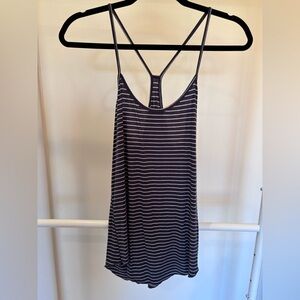 Mudd Charcoal and White Striped Tank Top